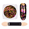 Nail Art Glitter Flakes, Starry Sky/Mirror Effect, Iridescent Glitter Flakes, with One Brush, Colorful, 30x30x17mm, about 0.3g/box