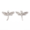 Brass Micro Pave Cubic Zirconia Pendants, with Jump Ring, Dragonfly Charm, Platinum, 23x30x3mm, Hole: 3mm