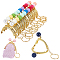 PandaHall Elite 13Pcs 13 Color Iron Purse Frame Handle Keychain, with Plastic Beads, Golden, 10.5cm, 1Pc/color