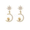 Brass Micro Pave Clear Cubic Zirconia Stud Earring Findings KK-S364-143-1