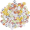 2 Bags 2-Hole Printed Wooden Buttons BUTT-SP0001-21-7