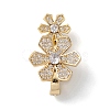 Rack Plating Flower Brass Pave Clear Cubic Zirconia Fold Over Magnetic Clasps KK-C019-21G-1