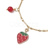 Strawberry Alloy Enamel Charm Bracelets BJEW-JB13143-3