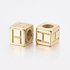 304 Stainless Steel Large Hole Letter European Beads X-STAS-H428-01G-H-2