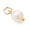 3Pcs 3 Colors Natural Cultured Freshwater Pearl Two Sides Polished Charms PALLOY-JF04036-5