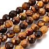 Faceted Grade A Natural Tiger Eye Round Bead Strands X-G-F260-01-4mm-1