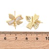 Brass Micro Pave Cubic Zirconia Shell Stud Earrings Findings KK-D363-04G-3