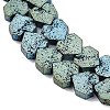 Electroplated Natural Lava Rock Beads Strands G-K388-04B-03-2