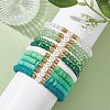 10Pcs Polymer Clay Disc & Glass & Brass Beaded Stretch Bracelets Set BJEW-JB09676-04-2