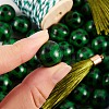 50Pcs Natural Wooden Beads with Tartan Pattern DIY-SZ0003-11B-3