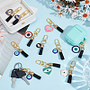 11Pcs Evil Eye Theme Alloy Enamel & Faux Suede Tassel Pendant Decorations HJEW-NB00337-4