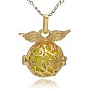 Golden Tone Brass Hollow Round Cage Pendants KK-J230-04G-1