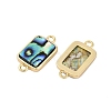 Brass Pave Natural Paua Shell Connector Charms KK-M299-01B-G-2