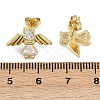 Brass Micro Pave Clear Cubic Zirconia Angel Stud Earrings EJEW-L101-03G-5