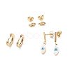 3 Pairs 3 Style Synthetic Shell Evil Eye Dangle Hoop Earrings with Enamel EJEW-B020-24G-1