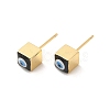 Long-Lasting Plated Cube with Enamel Evil Eye Stud Earring EJEW-E272-01G-02-1