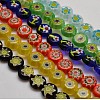 Handmade Millefiori Glass Flat Round Bead Strands LK-P011-M-1