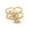 Clear Cubic Zirconia Snake Open Cuff Rings RJEW-E059-02G-2