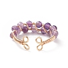 Round Gemstone Braided Open Cuff Ring RJEW-JR00508-7