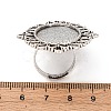 Vintage Adjustable Iron Flower Finger Ring Components Alloy Cabochon Bezel Settings PALLOY-O036-03AS-4