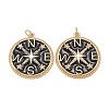 Brass Clear Cubic Zirconia Enamel Pendants ZIRC-C024-01G-2