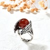 Natural Red Jasper Wings Adjustable Rings RJEW-K241-04AS-10-3