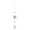 Glass Flower Hanging Suncatchers HJEW-P018-E02-1