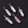 Natural Rose Quartz Pointed Pendants X-G-K329-52P-2