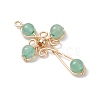 4Pcs 4 Styles Natural Green Aventurine Pendants PALLOY-TA00326-04-3