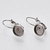 Tarnish Resistant Flat Round Tray Smooth Surface 304 Stainless Steel Leverback Earring Findings STAS-R065-64-2