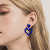 9 Pairs 9 Style Hollow Heart Acrylic Dangle Stud Earrings for Woman EJEW-AN0004-09-6