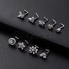 316L Surgical Stainless Steel Light Sky Blue Cubic Zirconia L-Shaped Nose Rings WG135CD-13-1
