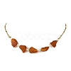Nuggets Natural Amber & Natural Freshwater Pearl Beaded Necklaces with 304 Stainless Steel Satellite Chains NJEW-JN06491-2
