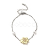 Sunflower Brass Cubic Zirconia Link Bracelets BJEW-A004-01-1