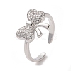 Brass Micro Pave Cubic Zirconia Open Cuff Ring RJEW-K256-58H-P-1