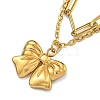 304 Stainless Steel Bowknot Pendant Necklaces NJEW-L182-001G-07-6