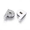 Alloy Initial Slide Charms with Grade A Rhinestones ALRI-R032-P-FF-2
