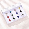 304 Stainless Steel with Glass Cuff Rings for Women RJEW-K309-41A-2