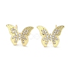 Rack Plating Brass Micro Pave Clear Cubic Zirconia Stud Earrings for Women EJEW-M260-13G-A-1