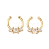 Brass Pave Clear Cubic Zirconia Circular/Horseshoe Barbell Nose Rings EJEW-D337-18A-G-4
