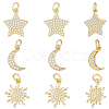 9Pcs 3 Styles Brass Micro Pave Cubic Zirconia Pendants ZIRC-BBC0003-75-7