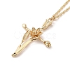 304 Stainless Steel Cross with Flower Pendant Necklaces for Women NJEW-A020-03C-G-1