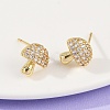 Mushroom Brass Micro Pave Clear Cubic Zirconia Stud Earrings EJEW-F895-17G-2