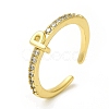 Clear Cubic Zirconia Initial Letter Open Cuff Ring RJEW-H120-09G-P-1