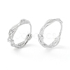 Anti-Tarnish Twisted Rhodium Plated 925 Sterling Silver Small Huggie Hoop Earrings EJEW-I260-37P-3