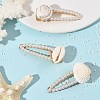 3Pcs 3 Styles Natural Shell Alligator Hair Clips PHAR-TA000012-1