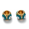Brass European Enamel Beads KK-B028-25G-2