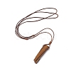 Natural Black Obsidian Nugget Pendant Necklace with Waxed Cord for Women NJEW-F306-01E-2
