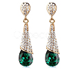 Real 18K Gold Plated Brass Rhinestone Teardrop Stud Earrings EJEW-EE0001-232B-1
