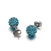 Polymer Clay Rhinestone Ball Stud Earrings EJEW-F0083-01-2